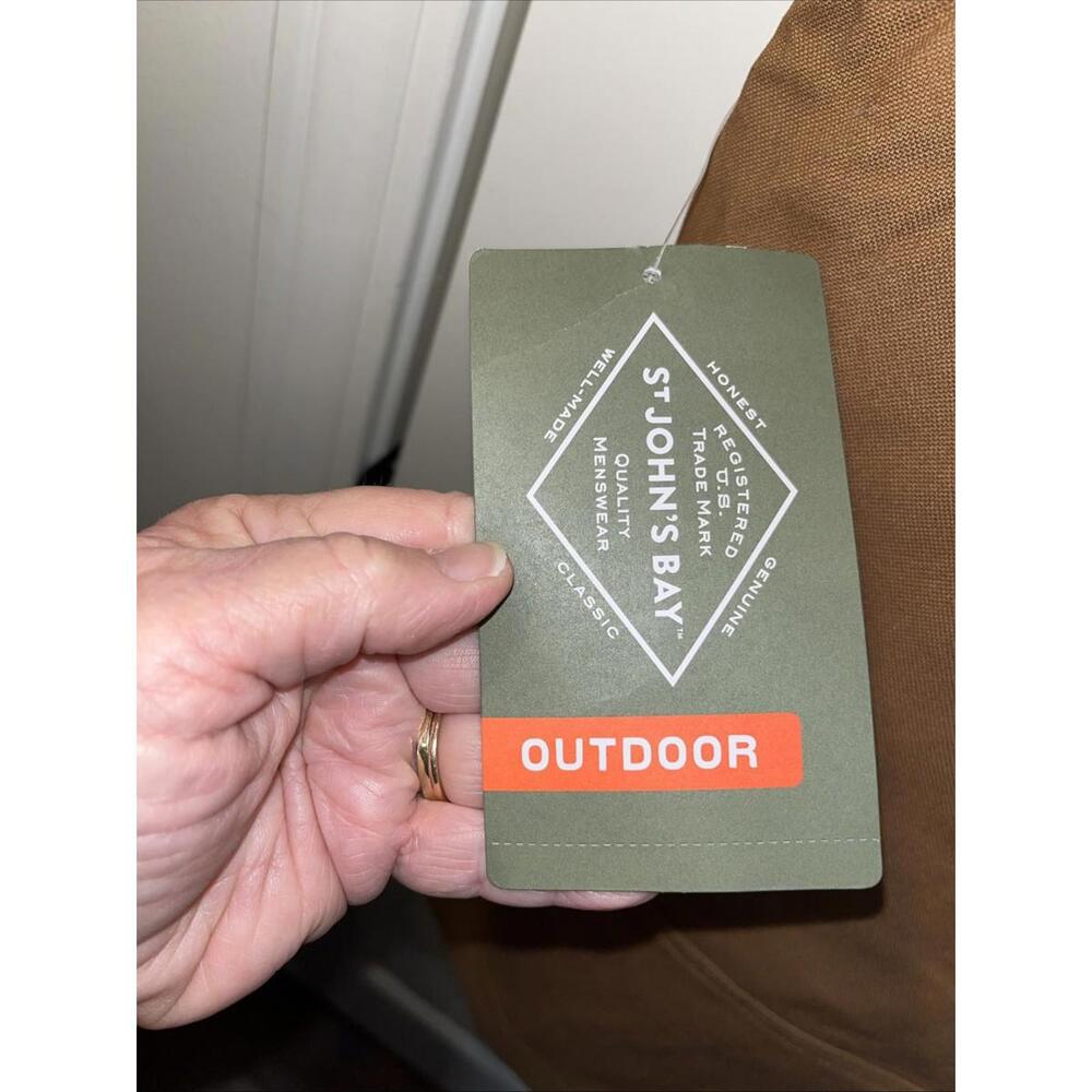 #346 Brown St. John’s Bay Vest Quality Menswear Outdoor 100% Cotton Shell Large - Picture 7 of 10